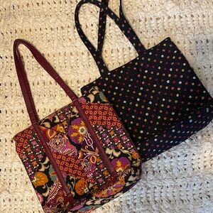 Vera Bradley Multicolor Floral and Polka Dot Tote Set
